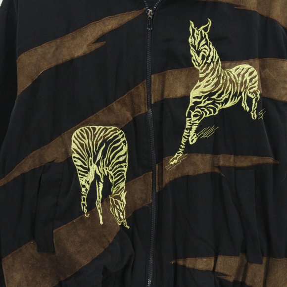 Vintage Monaliza Jacket High Fashion Women's Black Zebra Pattern Full Zip 2XL - Picture 4 of 8